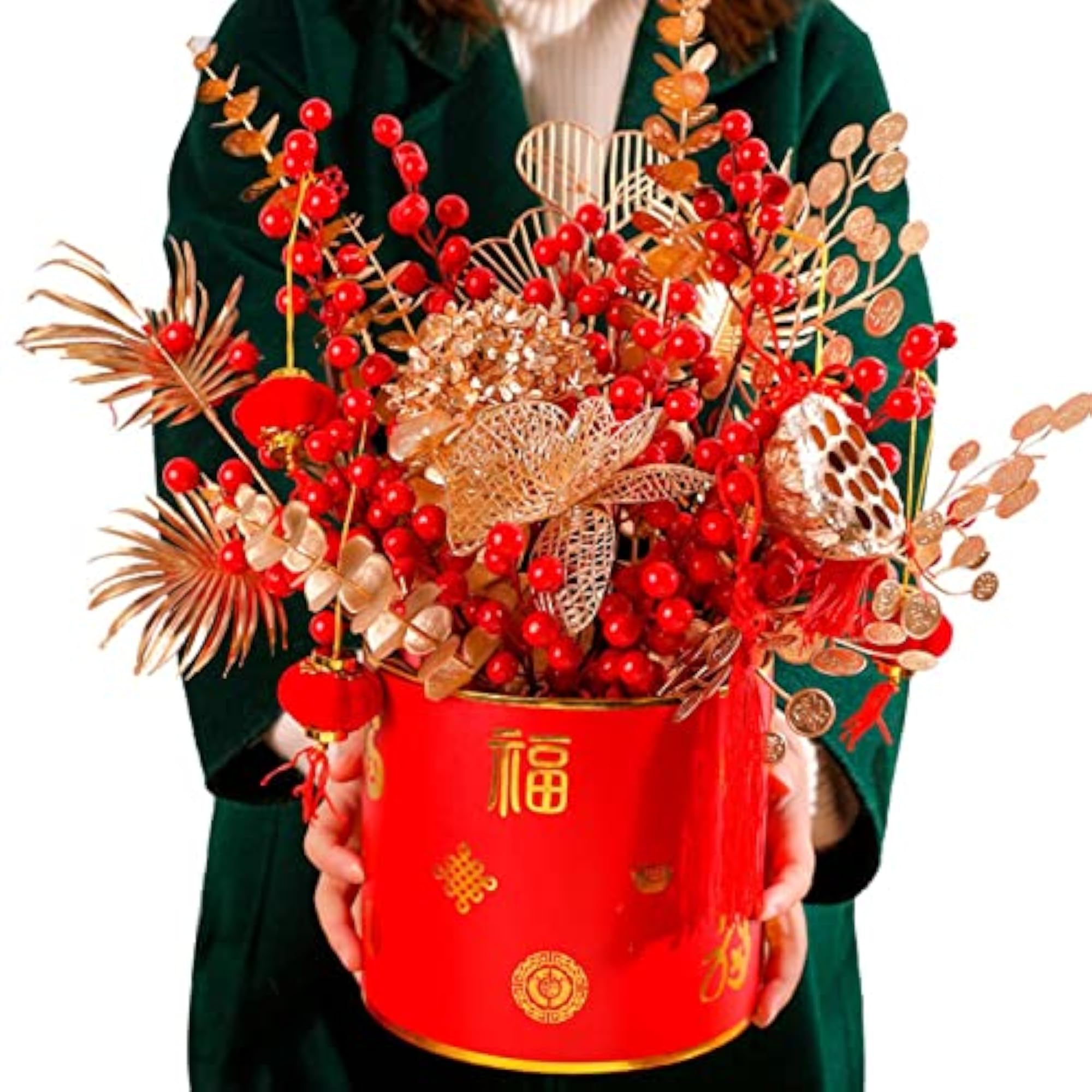 Simulation Red Berries Flowerpot Feng Shui Decoration Lightweight Decorative Style B
